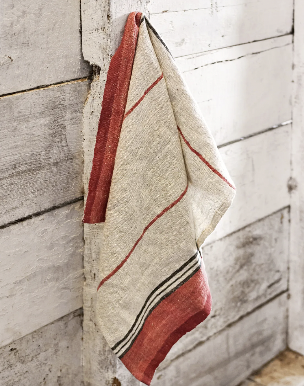 Red Stripe Linen Tea Towel