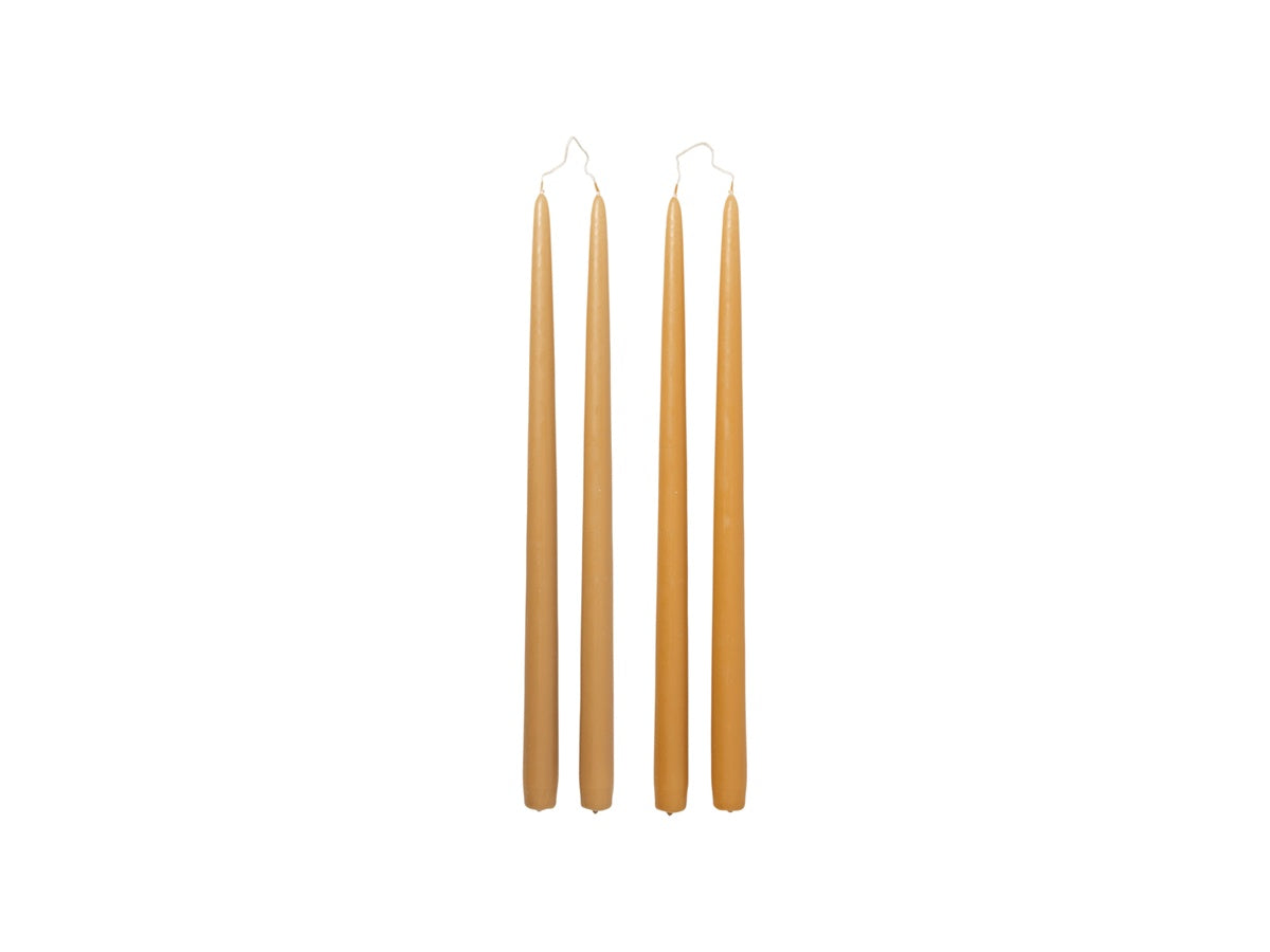 Pair Tapered Candles Golden Yellow
