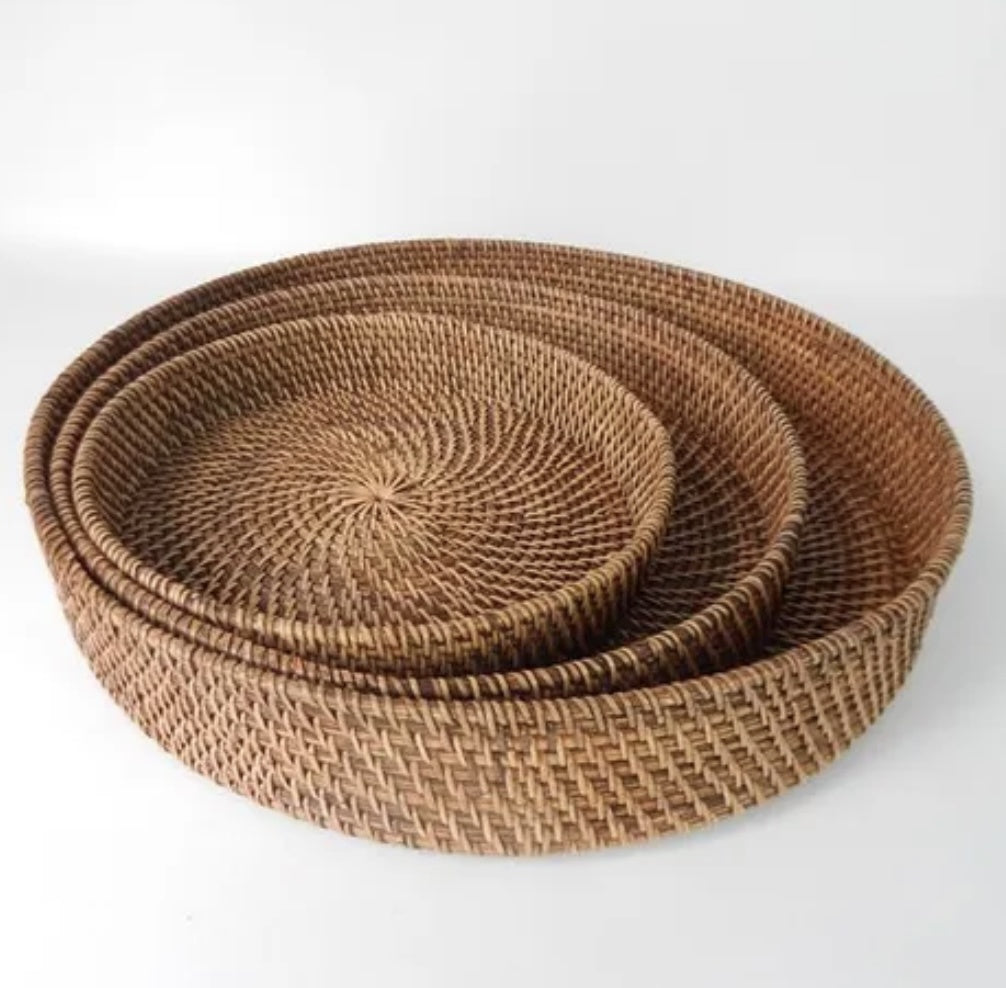 Lombok Round Tray Antik Brown LGE