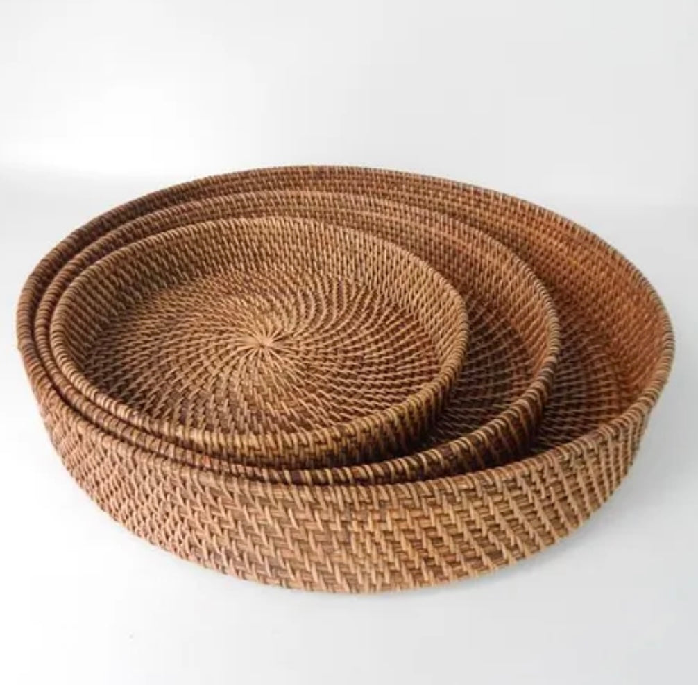 Lombok Round Tray Antik Brown MED