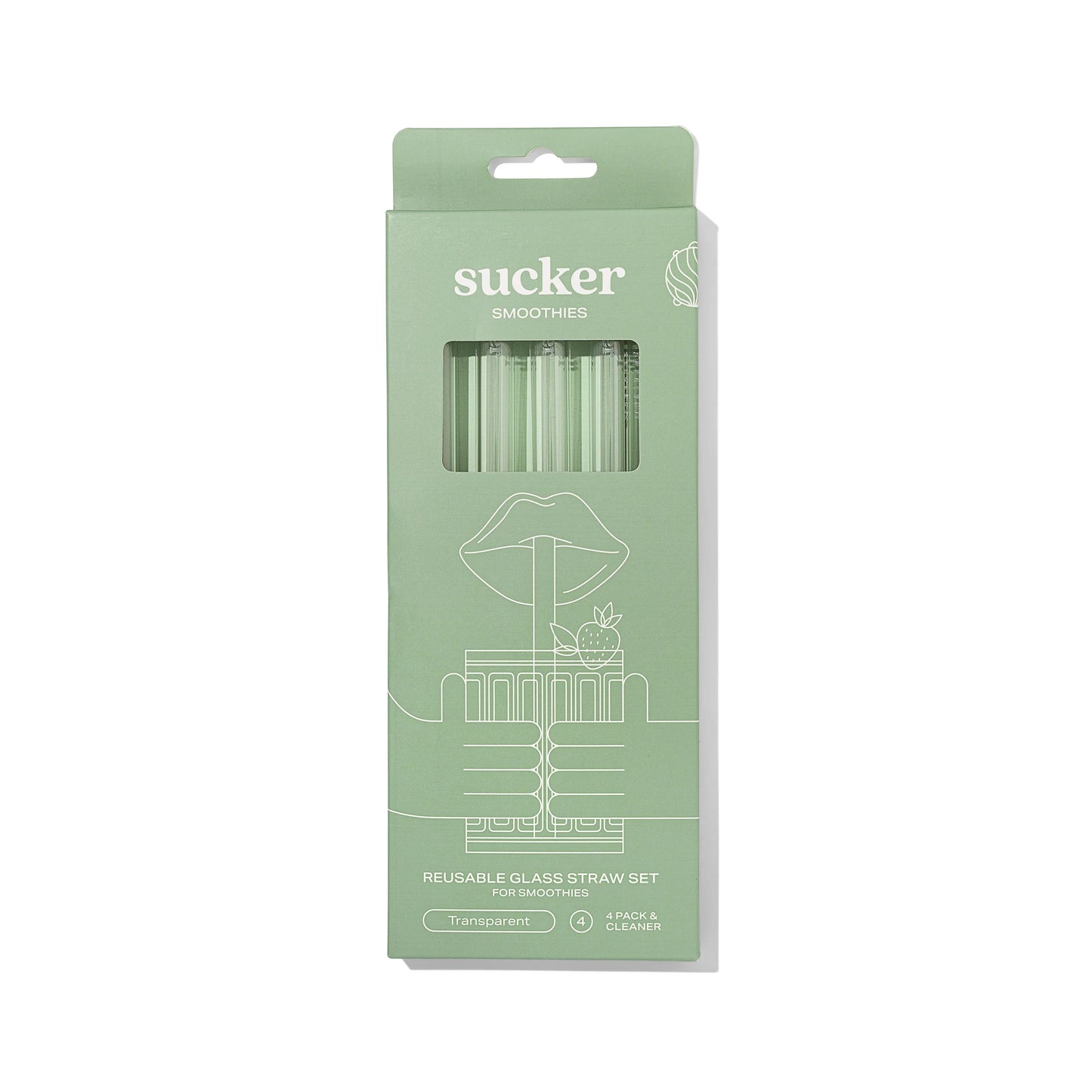 Reusable Glass Smoothie Straw - Transparent