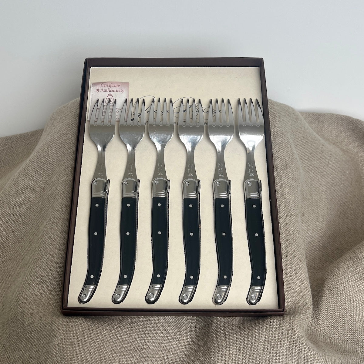 Set of 6 Table Forks Laguiole Black
