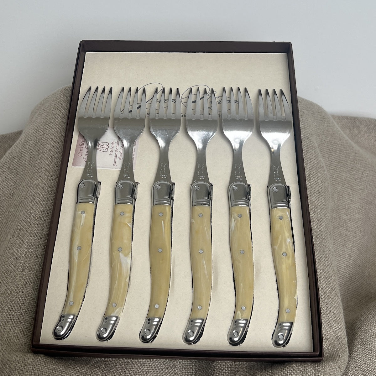 Set of 6 Table Forks Light Horn