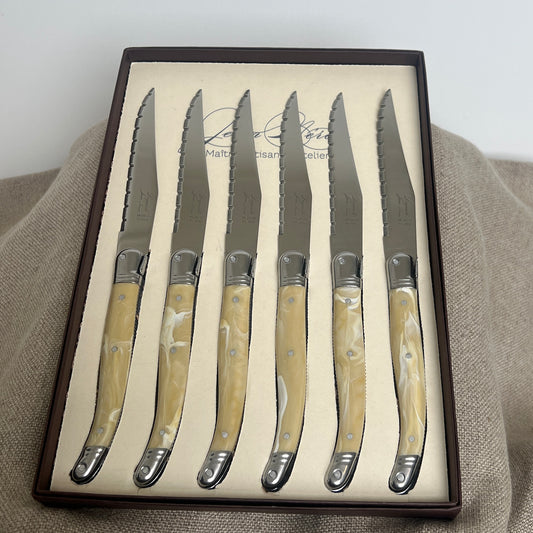 Set of 6 Steak Knives Light Horn