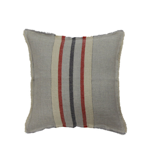 Herringbone Striped Linen Cushion - Grey