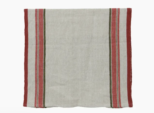 Stripe Linen Table Runner - Red