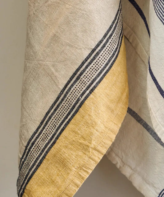 Woven Ribbon Tea Towel Mustard