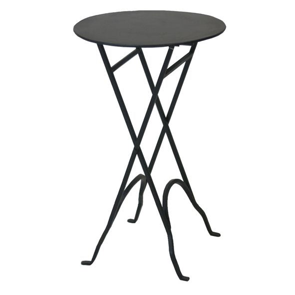 Round Narrow Side Table with X Legs Black
