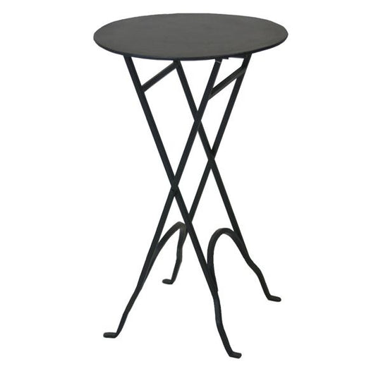 Round Narrow Side Table with X Legs Black