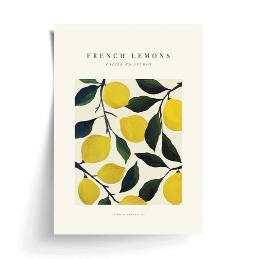 French Lemons Black A3 Print