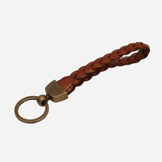Leather Key Ring - Tan with Brass