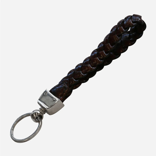 Leather Key Ring - Walnut with Silver
