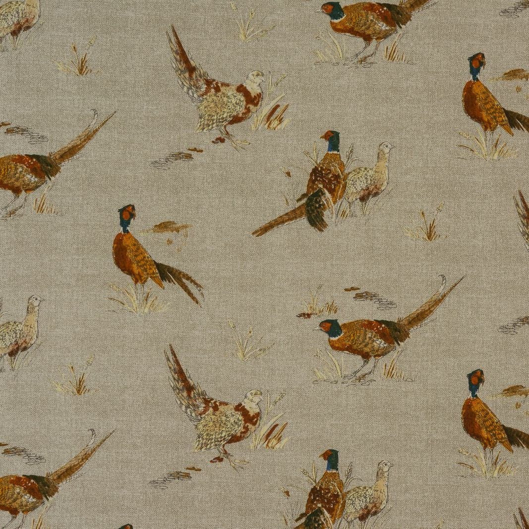 Pheasants Natural Fabric