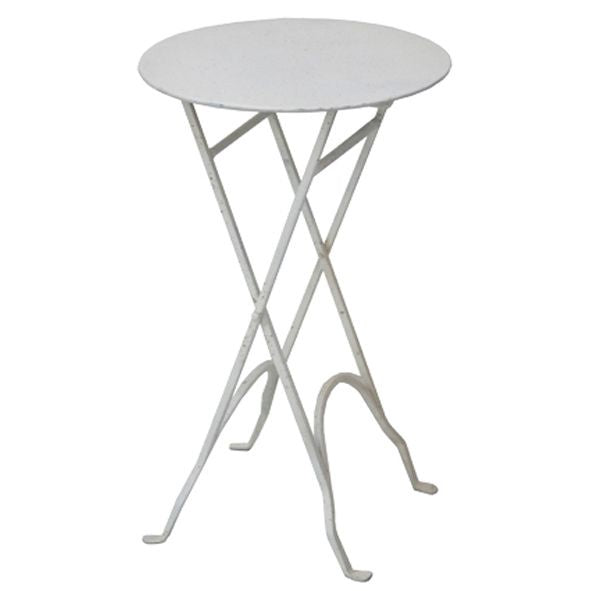 Round Narrow Side Table with X Legs Cream