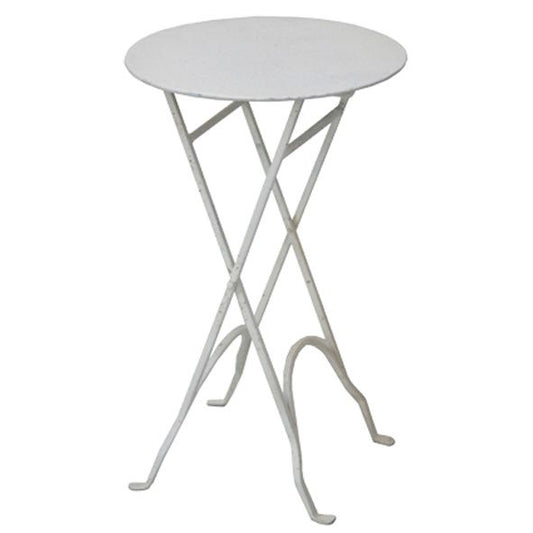 Round Narrow Side Table with X Legs Cream