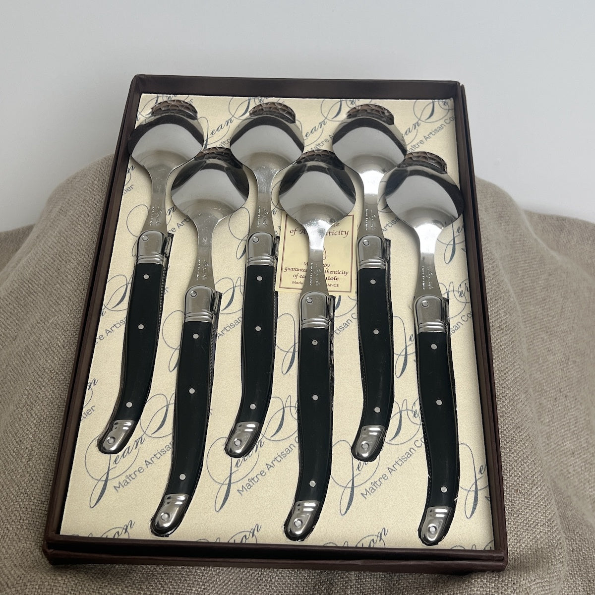 Set of 6 Dessert Spoons - Black
