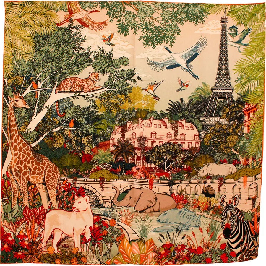 Wild Paris Light Green SILK Scarf
