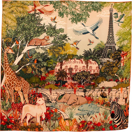 Wild Paris Light Green SILK Scarf