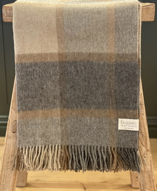 Windowpane Grey & Beige Throw