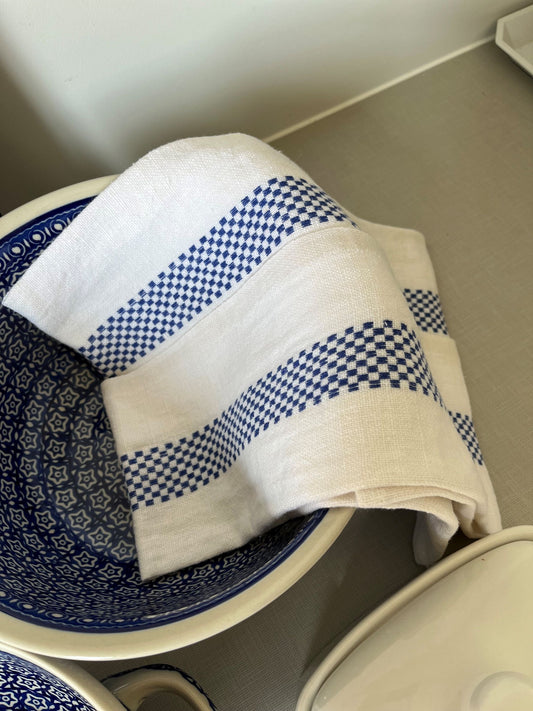 100% French Linen Tea Towel BLUE