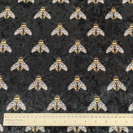 Velvet Bee Black Fabric