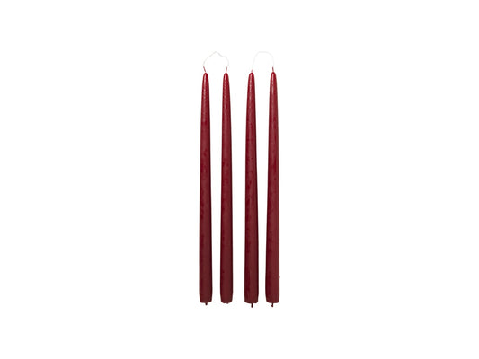 Pair Tapered Candles Burgundy