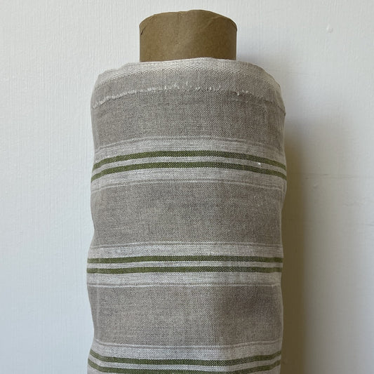 Breton Stripe Green Fabric