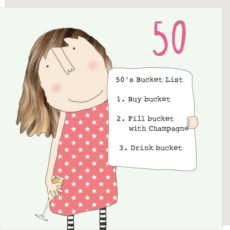 Girl 50th Birthday Bucket List Card