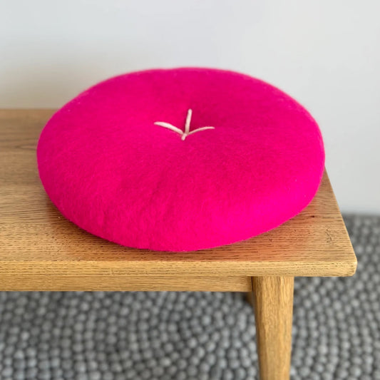 Button Cushion Hot Pink