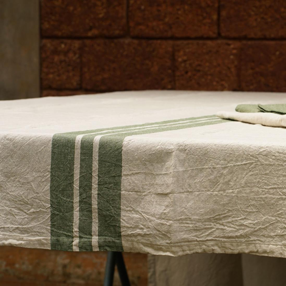 Tablecloth - Olive Stripe MED